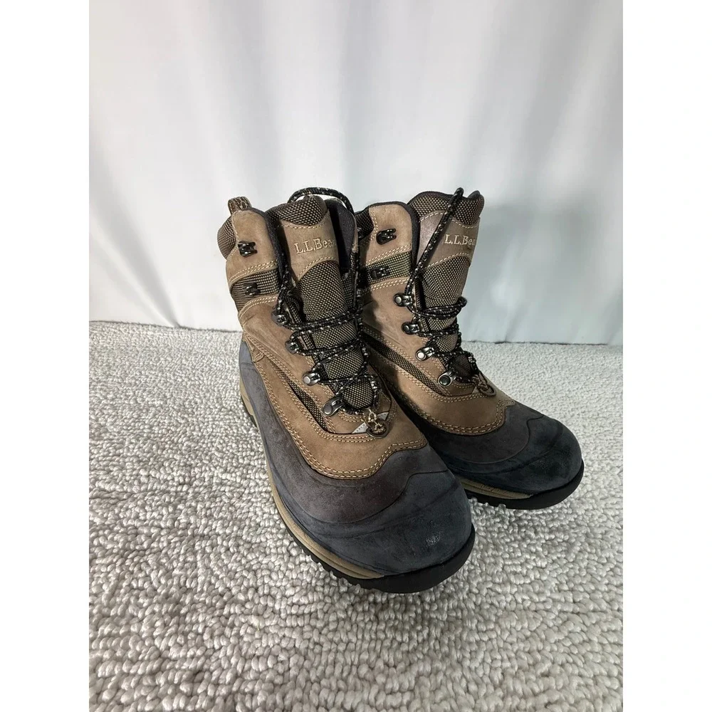 LL Bean Mens Wildcat Boots‎ Brown Grey Primaloft Waterproof TEK2.5 Size 8 Medium